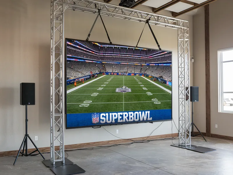 Large LED video wall in a room